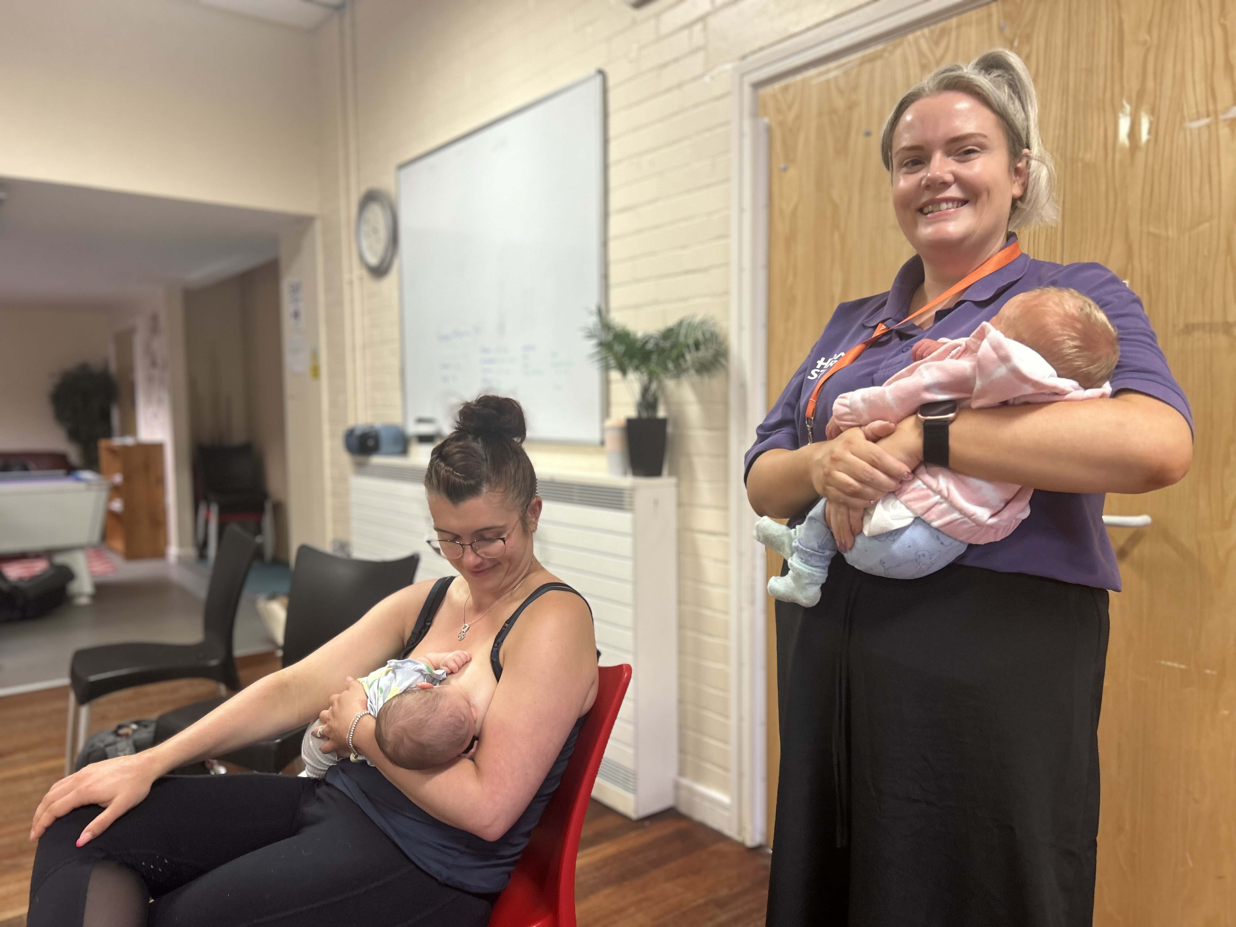 A breastfeeding mum with the Home-Start HOST team at Greenfield Baby Bistro